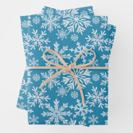 Wasserfarben-Schneeflocken-Muster Geschenkpapier Set