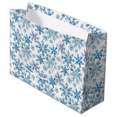 Wasserfarben-Schneeflocken-Muster Große Geschenktüte (Vorderseite Schrägansicht)