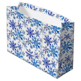 Wasserfarben-Schneeflocken-Muster Große Geschenktüte