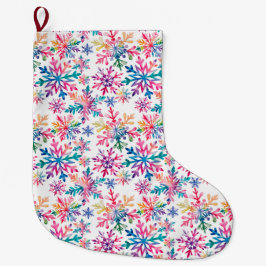Wasserfarben-Schneeflocken-Muster Großer Weihnachtsstrumpf