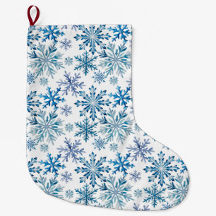 Wasserfarben-Schneeflocken-Muster Großer Weihnachtsstrumpf