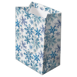 Wasserfarben-Schneeflocken-Muster Mittlere Geschenktüte