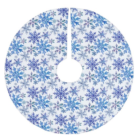 Wasserfarben-Schneeflocken-Muster Polyester Weihnachtsbaumdecke (Vorderseite)