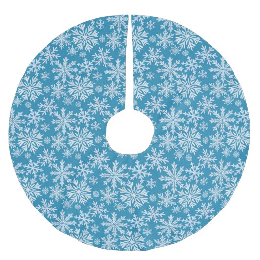 Wasserfarben-Schneeflocken-Muster Polyester Weihnachtsbaumdecke (Vorderseite)