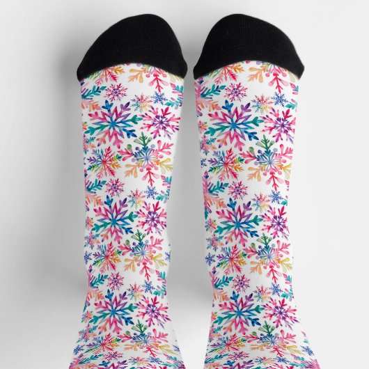 Wasserfarben-Schneeflocken-Muster Socken (Oben)