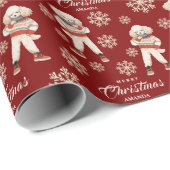 Wasserfarben Schneeflocken Rotes Poodle Dog Weihna Geschenkpapier (Rolleneckpunkt)