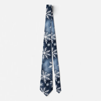 Wasserfarben-Schneemuster in Navyblau und Weiß Krawatte