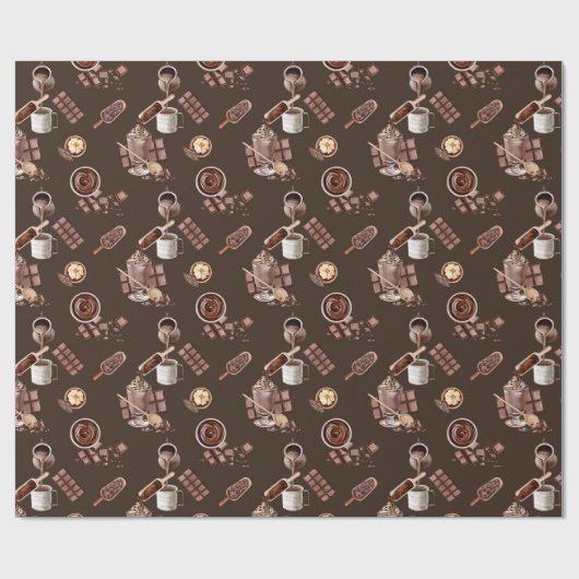 Wasserfarben-Schokoladenmuster Geschenkpapier (Flach)