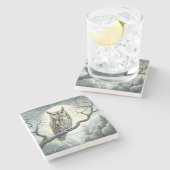 Wasserfarben-Schrei Steinuntersetzer (Seitenansicht)