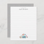 Wasserfarben-Schreibmaschine | Monogram Stationery Begleitkarte (Vorne/Hinten)