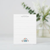 Wasserfarben-Schreibmaschine | Monogram Stationery Begleitkarte (Stehend Vorderseite)