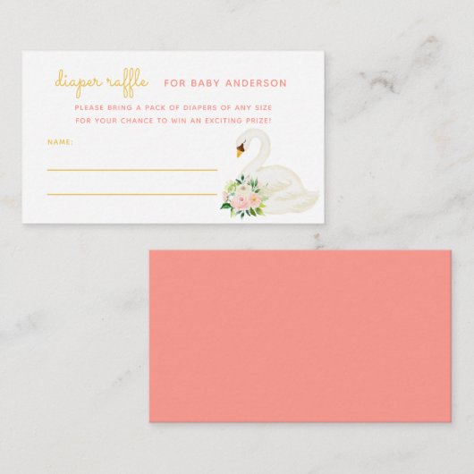 Wasserfarben-Schwan-Babydusche-Windeln-Windeln Begleitkarte (Vorne/Hinten)