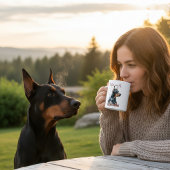 Wasserfarben Schwarz/Brot Kaffee und DOBERMAN Kaffeetasse