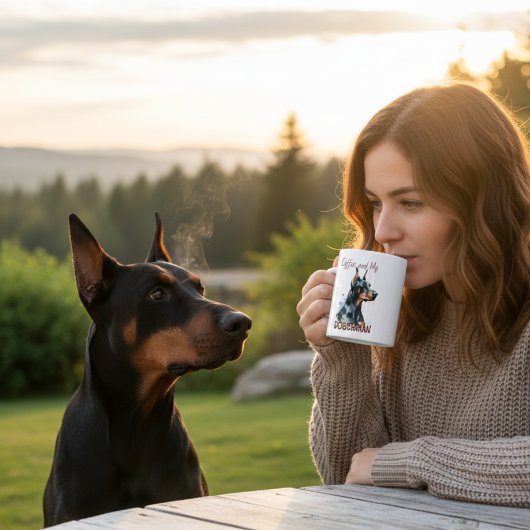 Wasserfarben Schwarz/Brot Kaffee und DOBERMAN Kaffeetasse
