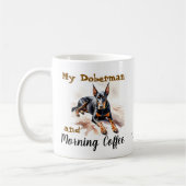 Wasserfarben Schwarz/Brot Kaffee und DOBERMAN Kaffeetasse (Links)