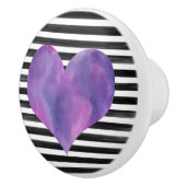 Wasserfarben, Schwarz und Lila Herz-Keramik-Knoche Keramikknauf (Rechts)