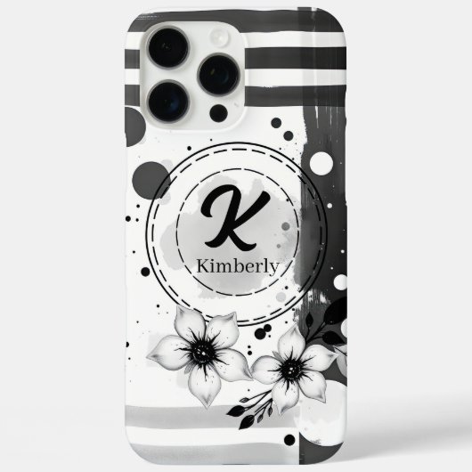 Wasserfarben Schwarz-Weiß-Blume Kunst Case-Mate iPhone Hülle (Rückseite)