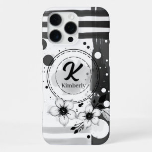 Wasserfarben Schwarz-Weiß-Blume Kunst iPhone 16 Pro Max Hülle