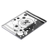 Wasserfarben Schwarz-Weiß-Blume Kunst Notizblock (Linke Seite)