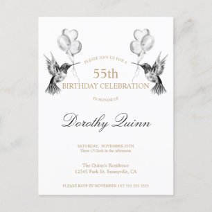 Wasserfarben-Schwebfliegen-Ballon-Geburtstagseinla Postkarte