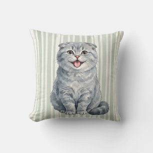 Wasserfarben-Scottish-Fold-Katze-Wurfkissen Kissen