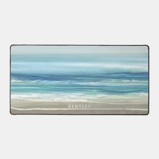 Wasserfarben Sea Blue Beach Waves Schreibtischunterlage (Vorderseite)