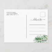 Wasserfarben Sea Palm Hochzeit Retten Sie das Datu Postkarte (Rückseite)