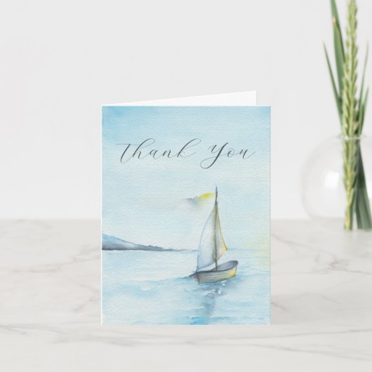 Wasserfarben Seascape Beileid Vielen Dank Hinweis  Dankeskarte (Vorderseite)