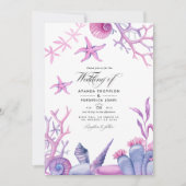 Wasserfarben Seefahrt Schönes Hochzeitsstich Foto Einladung (Vorderseite)