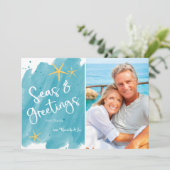 Wasserfarben Seen & Greetings Beach Ferienkarte (Stehend Vorderseite)