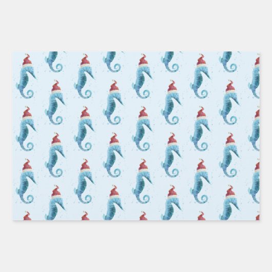 Wasserfarben-Seepferd Geschenkpapier Set (Vorderseite)