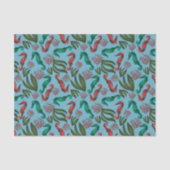 Wasserfarben-Seepferd-Muster Seidenpapier (Vorderseite)