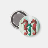 Wasserfarben-Seepferde Magnet (Vorderseite/Rückseite)