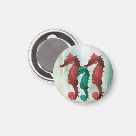 Wasserfarben-Seepferde Magnet (Vorderseite/Rückseite)