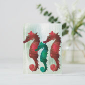 Wasserfarben-Seepferde Postkarte (Stehend Vorderseite)