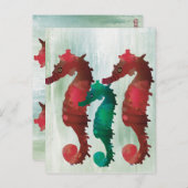 Wasserfarben-Seepferde Postkarte (Vorne/Hinten)