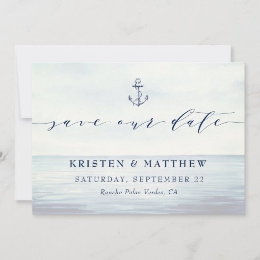 Wasserfarben-Seezunge Save The Date (Vorderseite)