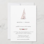 Wasserfarben Segelboot Einladung zur Hochzeit (Vorderseite)