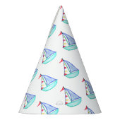 Wasserfarben Segelboote Party Hut Partyhütchen (Links)