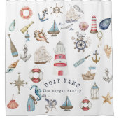 Wasserfarben: Segler Duschvorhang (Vorderseite)