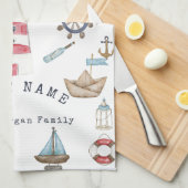 Wasserfarben: Segler Geschirrtuch (Viertel Falte)