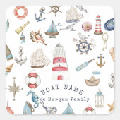 Wasserfarben: Segler Quadratischer Aufkleber (Vorderseite)