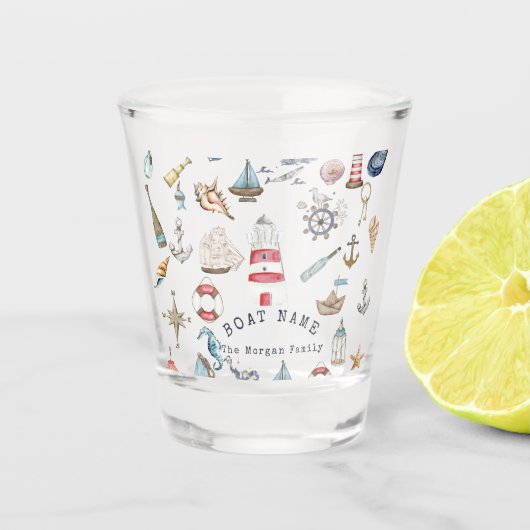 Wasserfarben: Segler Schnapsglas (Vorderseite)