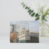 Wasserfarben-Shrimp-Boot Küste Einladung Postkarte (Stehend Vorderseite)