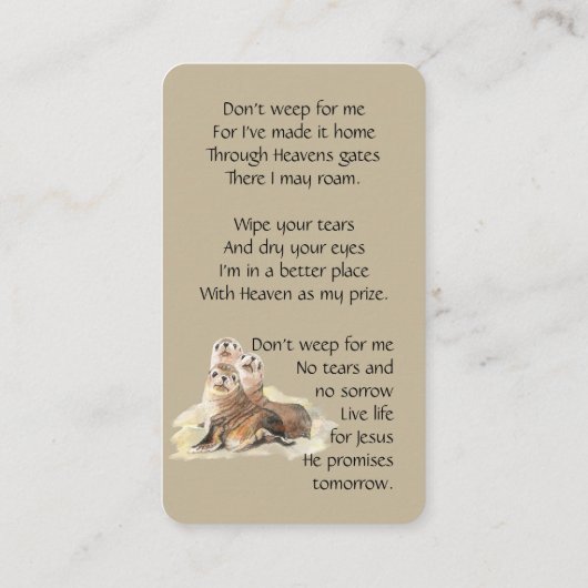 Wasserfarben-Siegel für Memorial Memory Card Visitenkarte (Rückseite)