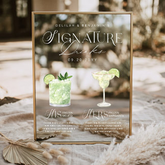 Wasserfarben-Signature-Drinks-Hochzeitsbar-Schild- Fensteraufkleber