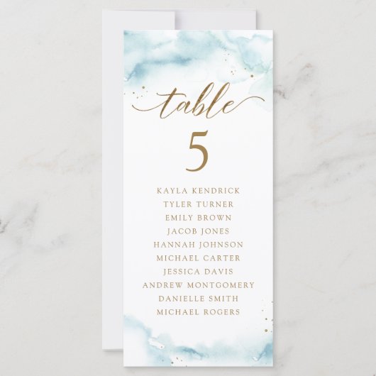 Wasserfarben-Sitzplan-Karten mit Gästennamen (Vorderseite)