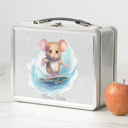 Wasserfarben-Skateboard-Maus-Metal-Lunch Box Metall Brotdose (Beispiel)