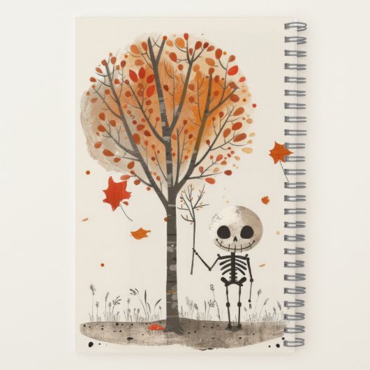 Wasserfarben-Skelett Niedlich & Spooky Halloween Notizblock (Rückseite)