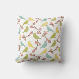 Wasserfarben-Skizze für Vögel und Blüten Kissen